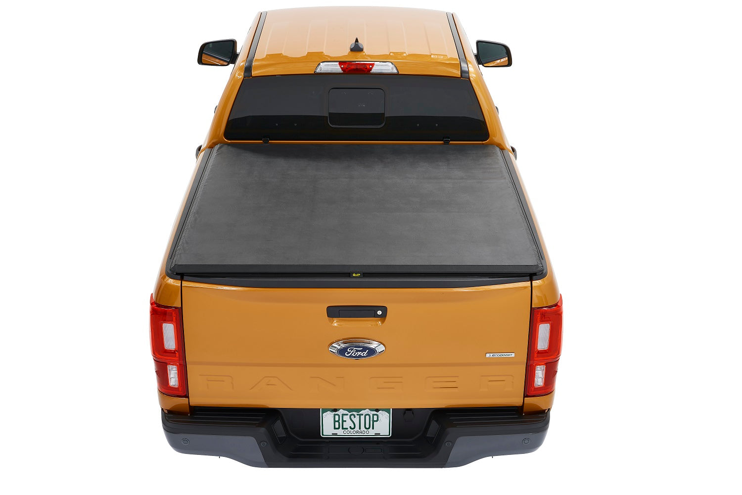 EZ-Roll Soft Tonneau Cover For Ford 2019-2024 Ranger 6.0 Foot Black Tailgate Spoiler Not Included Bestop