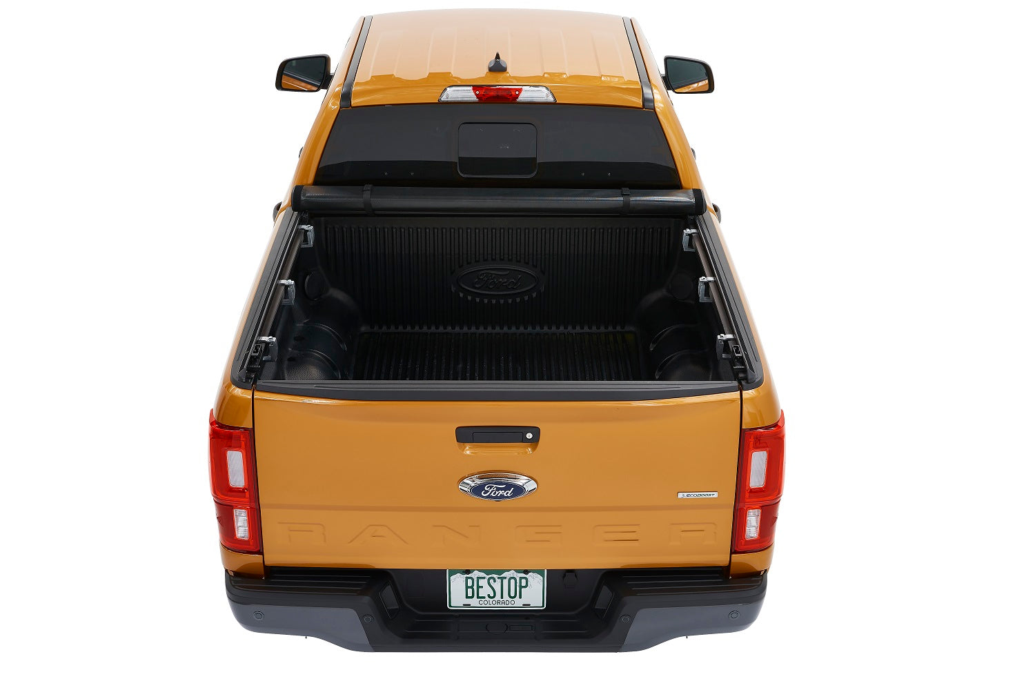 EZ-Roll Soft Tonneau Cover For Ford 2019-2024 Ranger 6.0 Foot Black Tailgate Spoiler Not Included Bestop