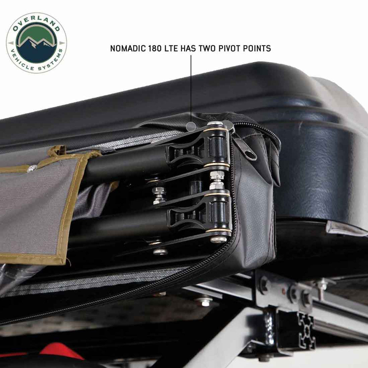 HD Nomadic 180 LTE - Awning, Grey Body, Green Trim and Black Travel Cover Overland Vehicle Systems
