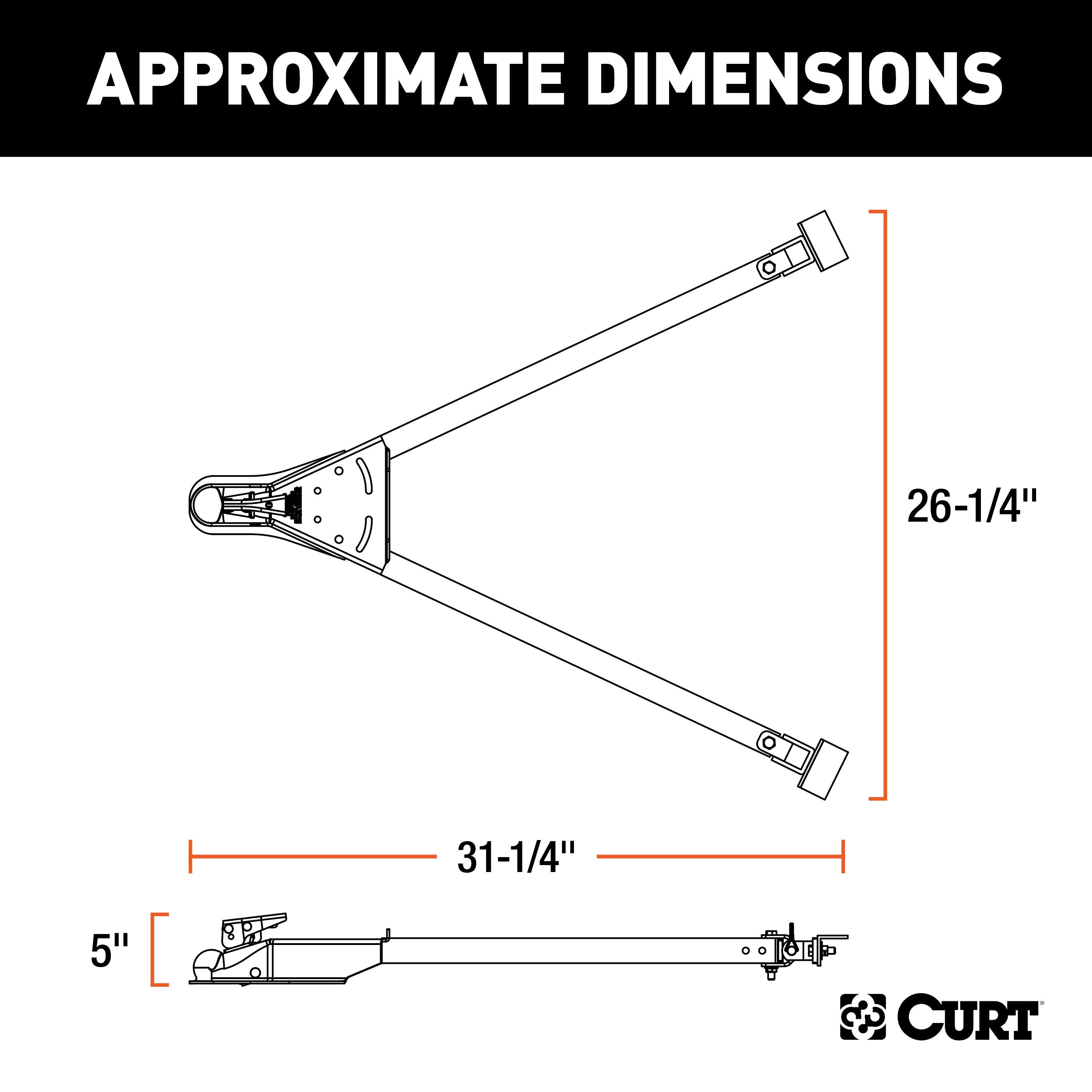 CURT Universal Car RV Tow Bars for Flat or Dinghy Towing, 5,000 lbs, 2-Inch Coupler Model 19745