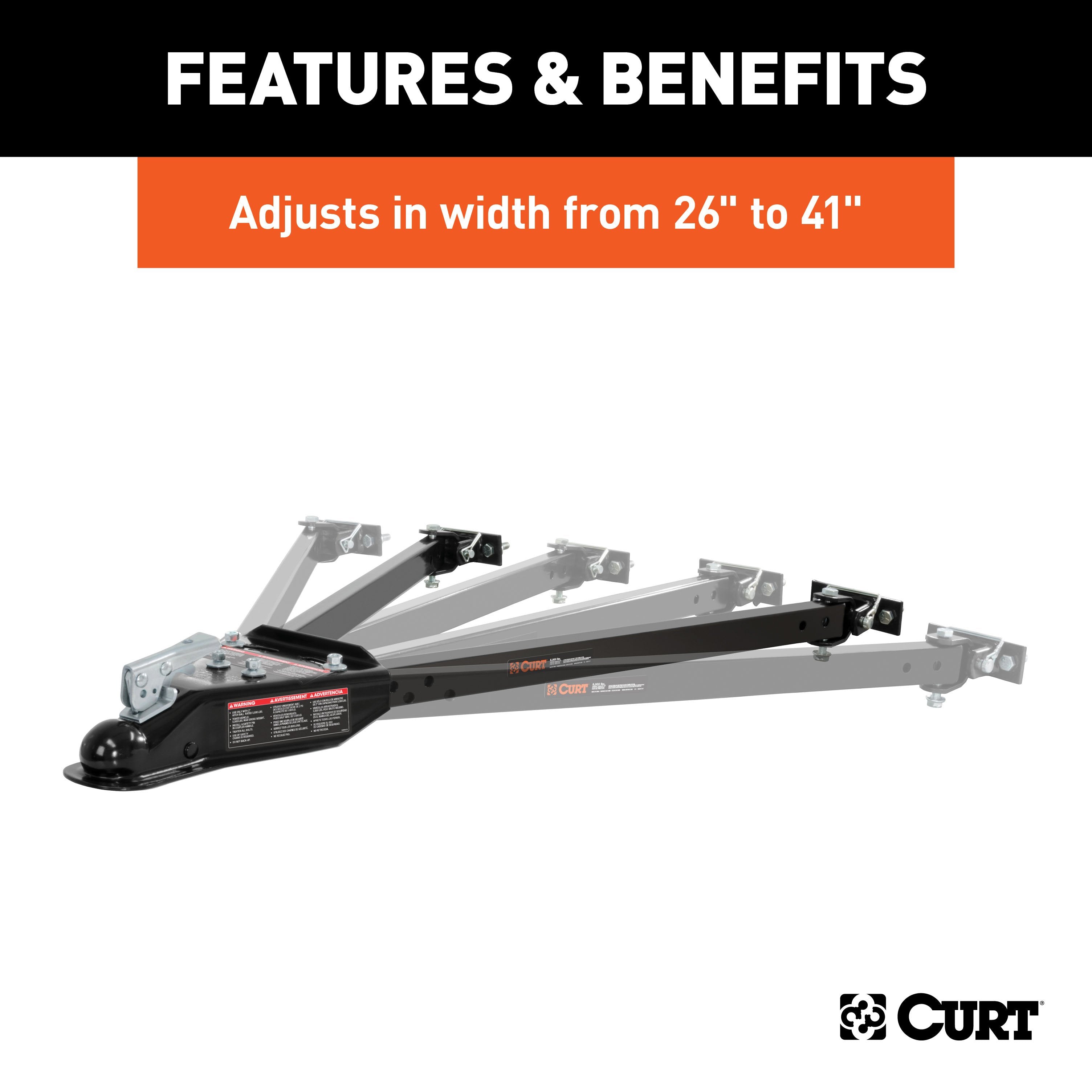 CURT Universal Car RV Tow Bars for Flat or Dinghy Towing, 5,000 lbs, 2-Inch Coupler Model 19745