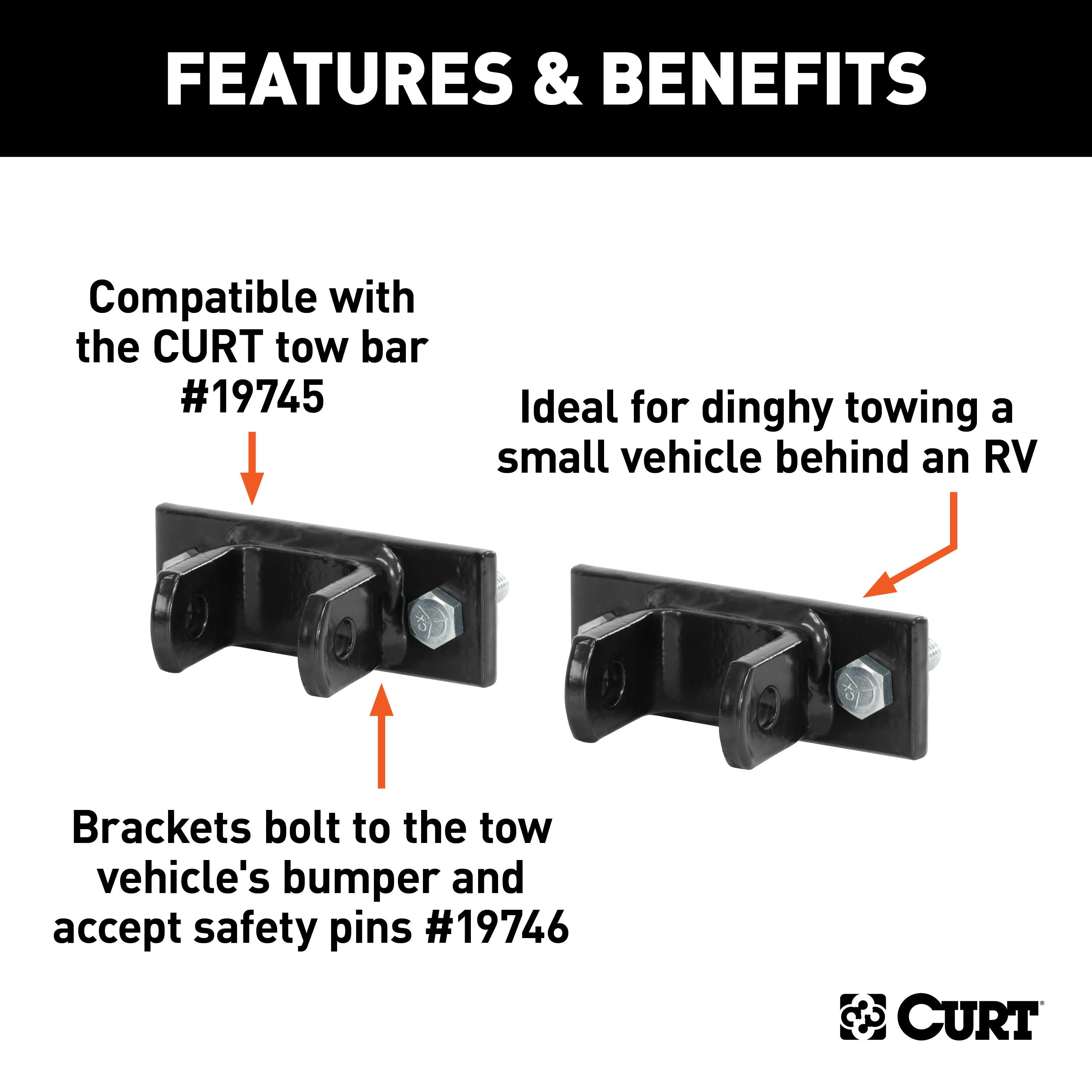CURT Adjustable Bolt-On Tow Bar Bumper Brackets, 2-Pack Model 19748