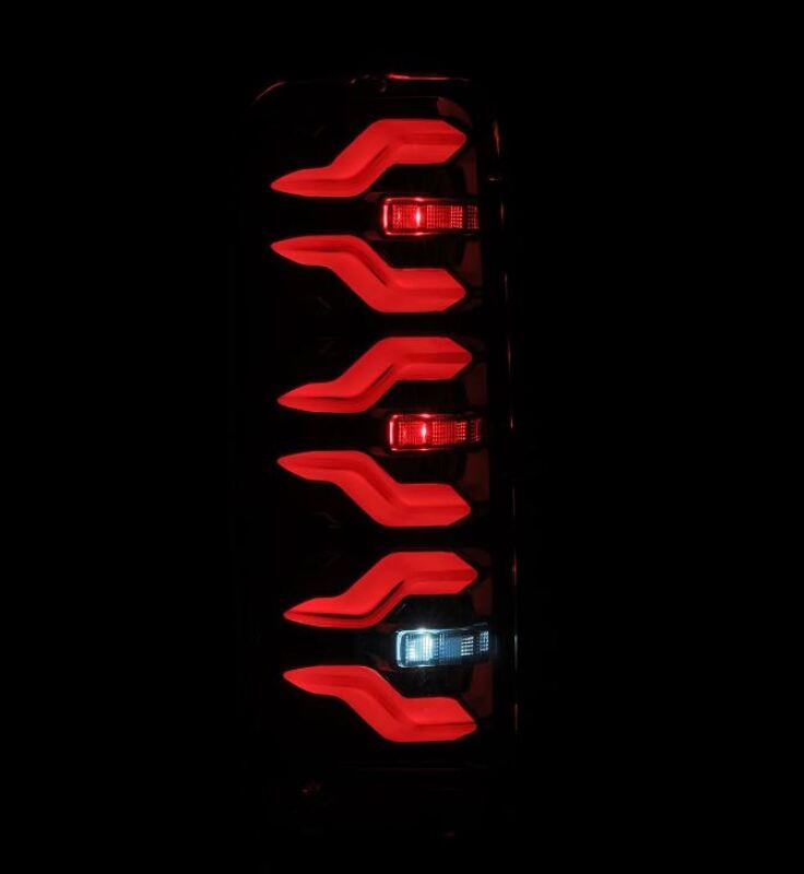 AlphaRex Luxx-Series LED tail lights for 87-96 Ford Bronco and F-150 in alpha-black with a sleek, modern design.