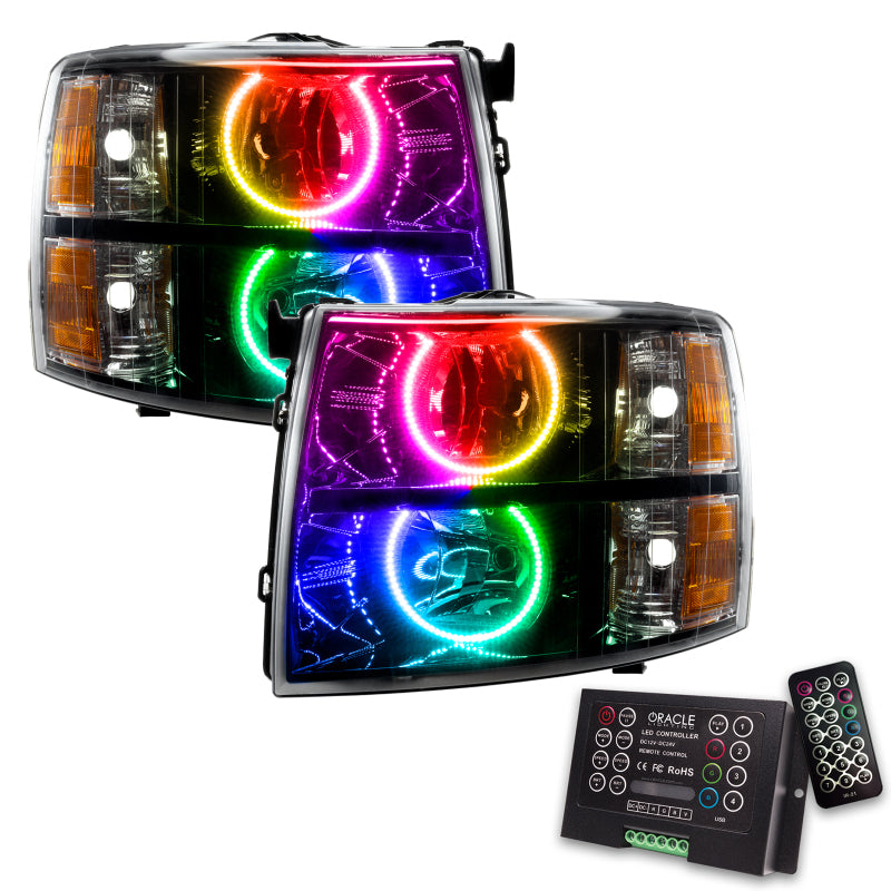 Oracle 07-13 Chevy Silverado SMD HL - Blk - Round Style - ColorSHIFT w/ 2.0 Controller