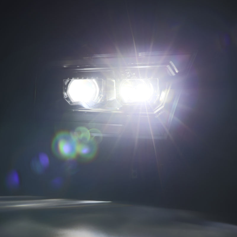 AlphaRex LUXX LED projector headlights for 2019-2022 Dodge Ram 1500 with sequential activation and DRL features.