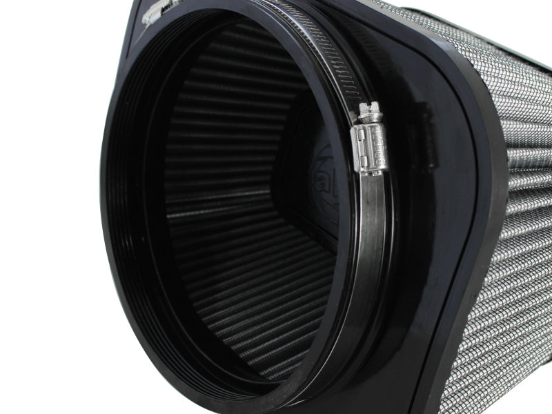 aFe MagnumFLOW Pro DRY S Universal Air Filter featuring a hexagonal design with a black frame and pleated filter media.