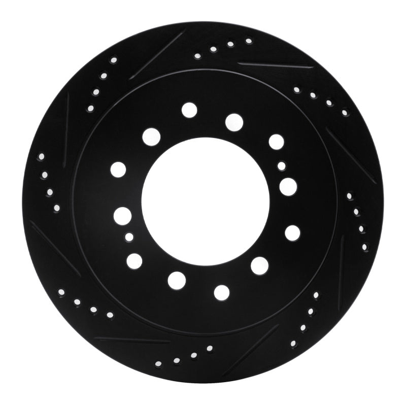 R1 01-09 Lexus GX470 Rear Left Drilled & Slotted Black Brake Rotor