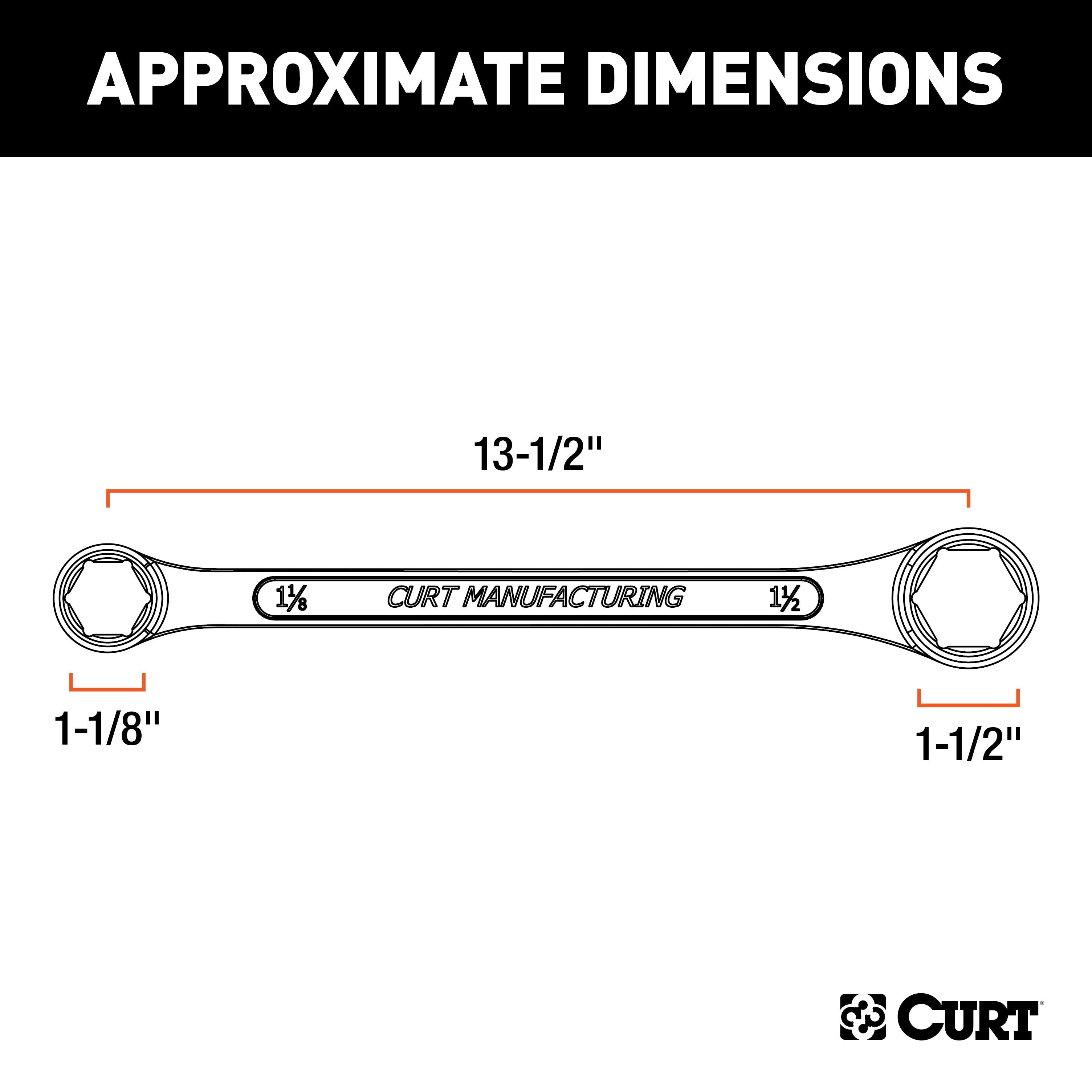 CURT Box End Wrench, 1-1/8, 1-1/2-Inch Openings, Torque Trailer Hitch Balls with 3/4 or 1-Inch Diameter Shank Model 20001