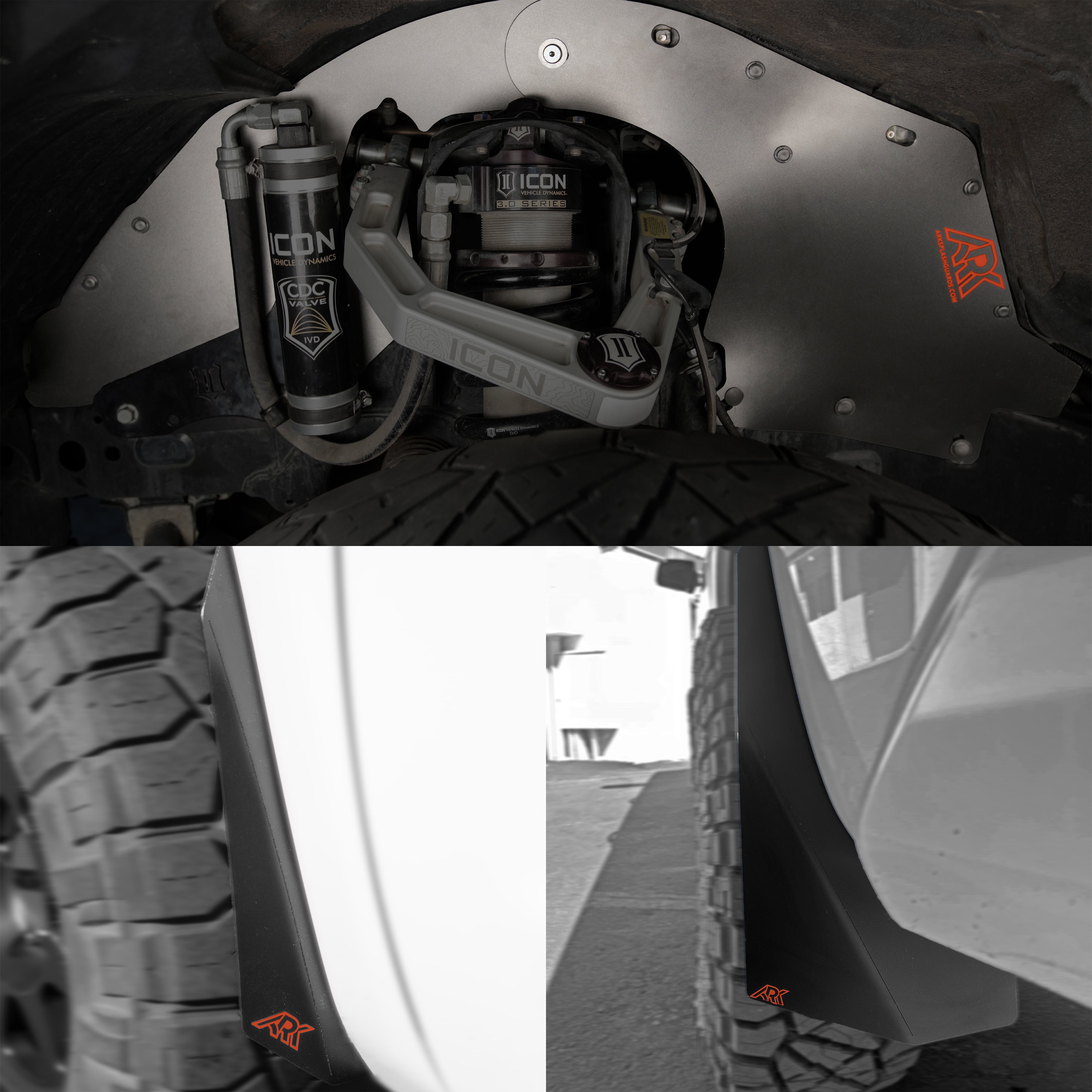 TriXpoly splash guards and mudflaps for 2007-2021 Toyota Tundra, showcasing durable protection and rugged design.