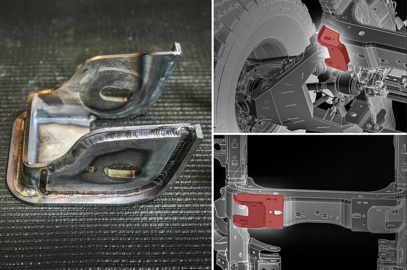 Lower arm pocket replacement kit for 2017-2024 Raptor by Foutz Motorsports, featuring durable metal construction for enhanced performance.