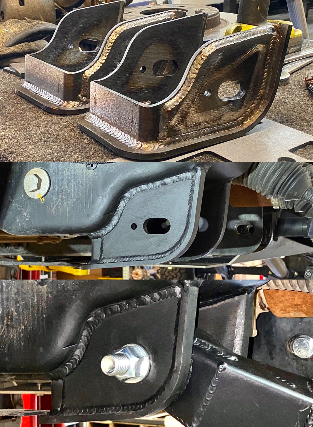 Lower arm pocket replacement kit for 2017-2024 Raptor by Foutz Motorsports, showcasing durable metal construction and welds.