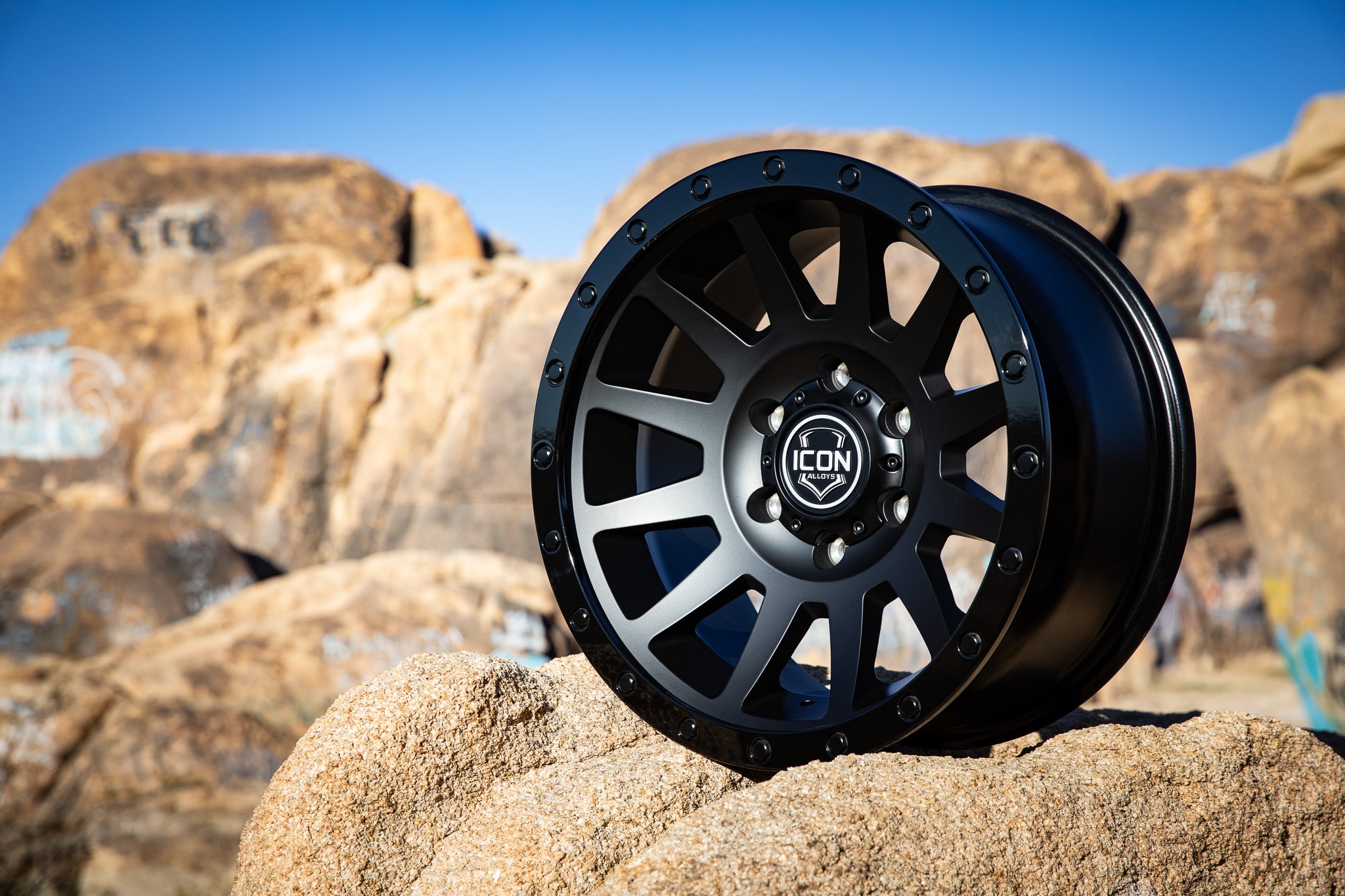 Compression 17 X 8.5 / 5 X 150 25MM Offset 5.75 Inch Back Space Double Black, ICON Alloys
