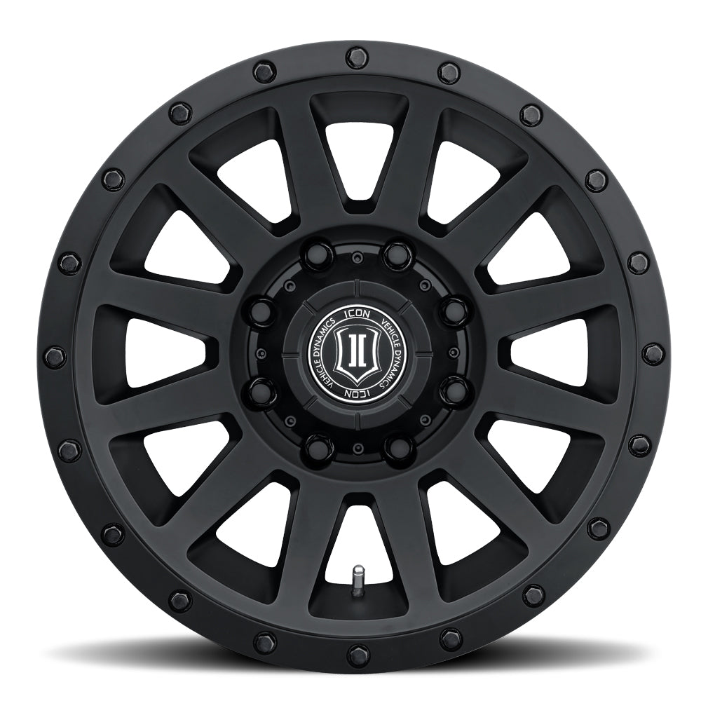 Compression HD 18 X 9 / 8 X 6.5 12MM Offset 5.5 Inch Back Space Double Black, ICON Alloys