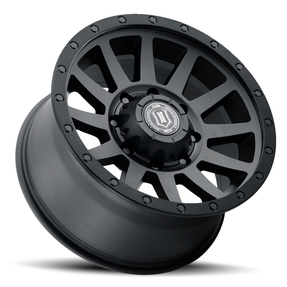 Compression HD 18 X 9 / 8 X 6.5 12MM Offset 5.5 Inch Back Space Double Black, ICON Alloys