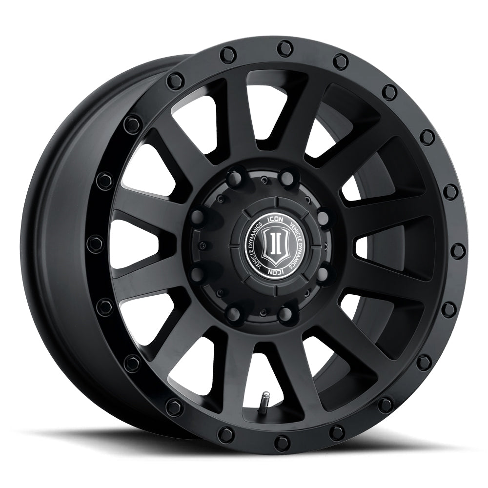 Compression HD 18 X 9 / 8 X 180 12MM Offset 5.5 Inch Backspace Double Black, ICON Alloys