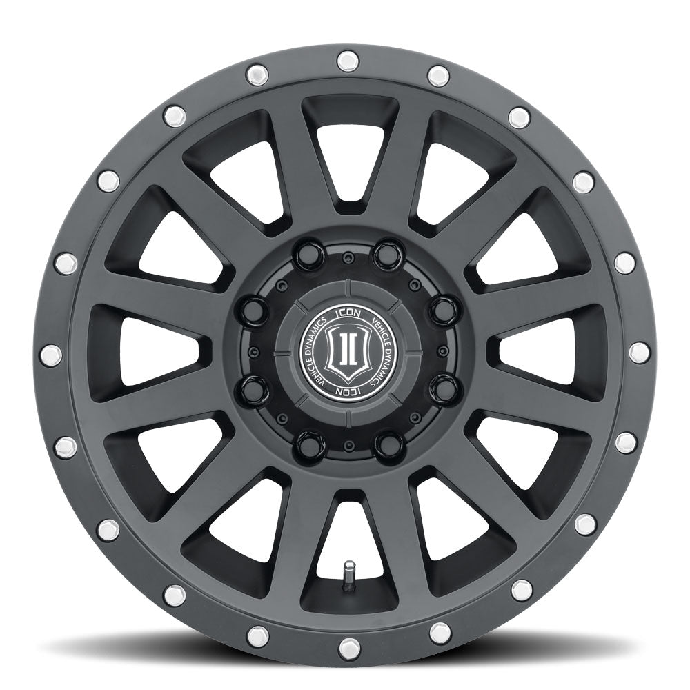 Compression HD 18 X 9 / 8 X 180 12MM Offset 5.5 Inch Backspace Satin Black, ICON Alloys