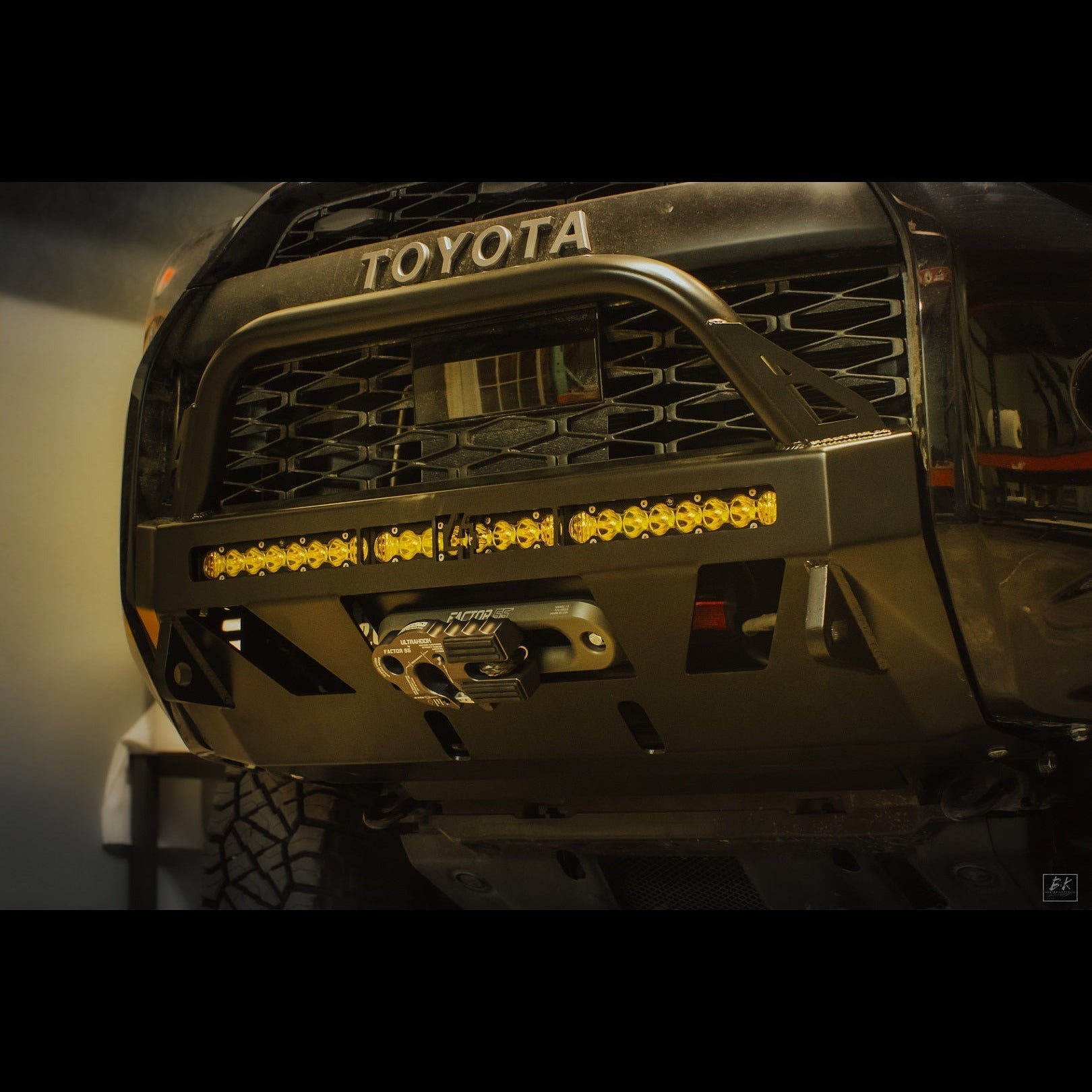 4Runner Lo-Pro winch bumper for 5th Gen models (2014-2024) featuring a sleek design and integrated light bar.