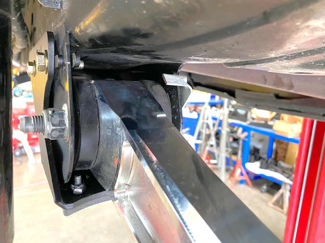2021 and up Bronco rear lower arm frame guard with HDPE slide, designed for enhanced durability and protection.