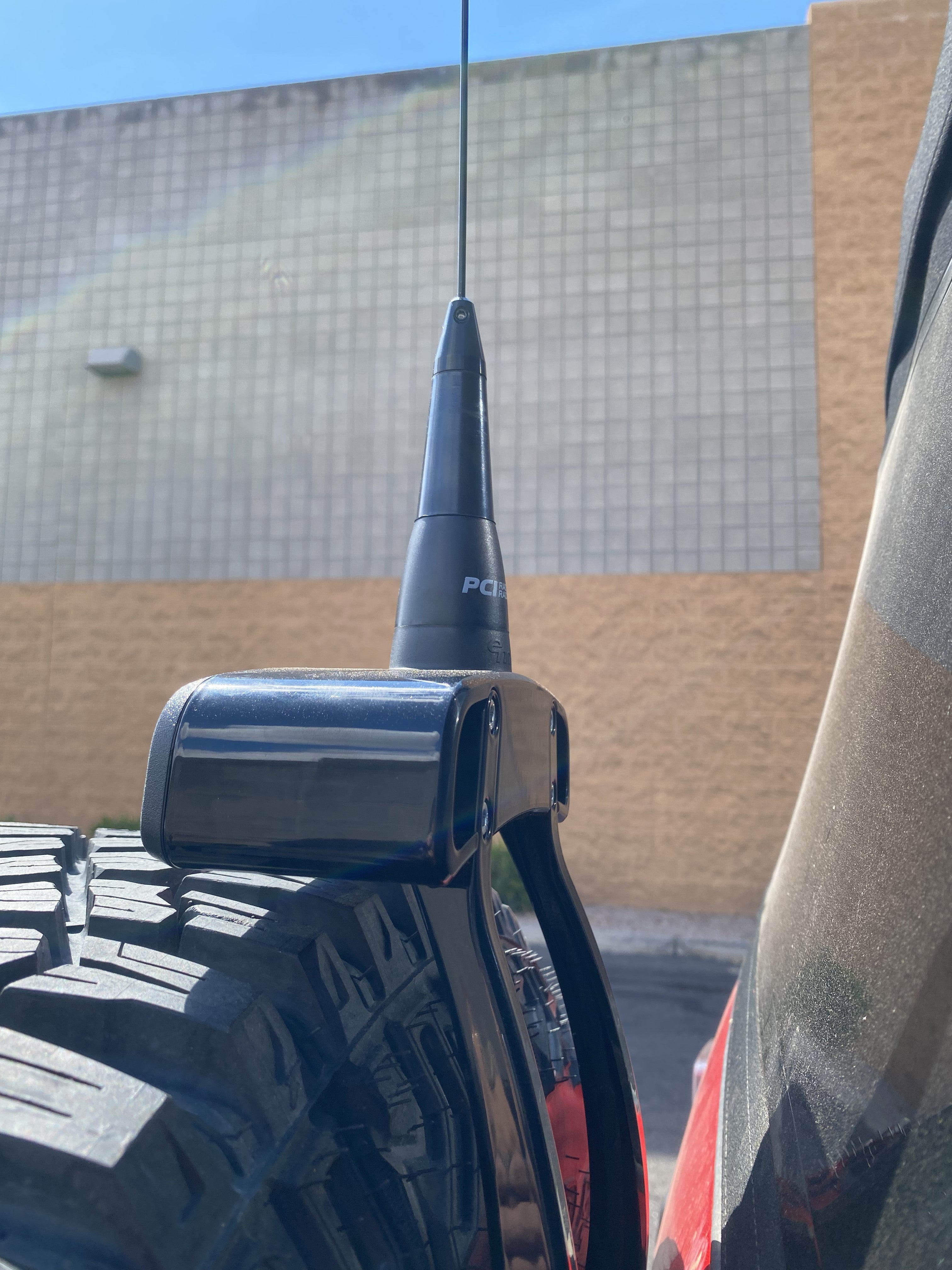 2021-25 Ford Bronco third brake light antenna mount by Bullet Proof Diesel, designed for 35"/37" tires, showcasing durable construction.