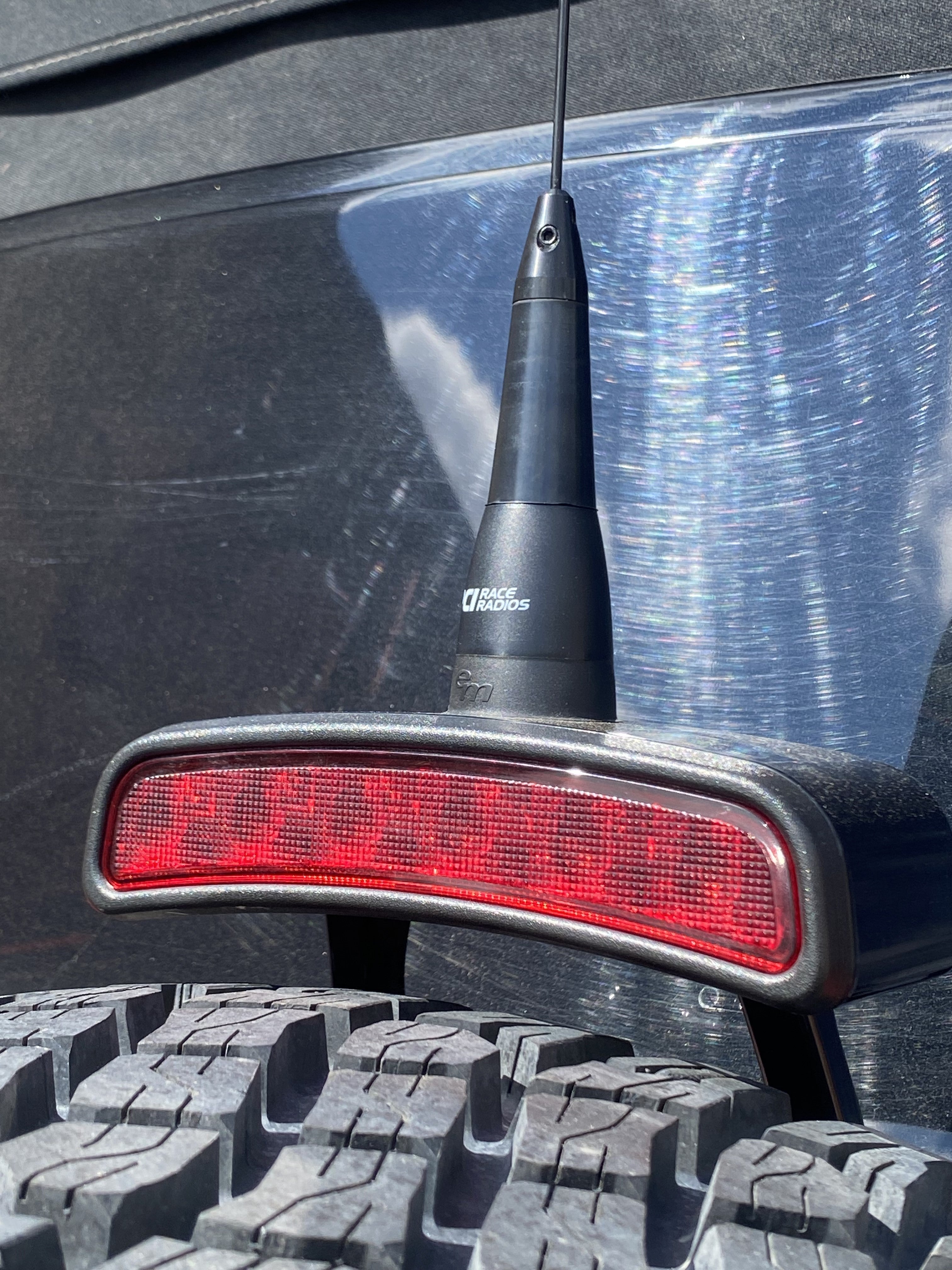2021-25 Ford Bronco third brake light antenna mount designed for 35"/37" tires by Bullet Proof Diesel. Durable and functional accessory.