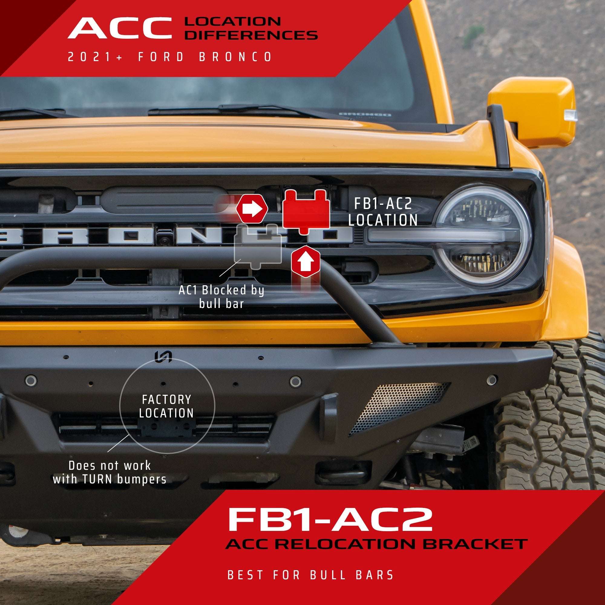ACC Relocation Bracket for Ford Bronco