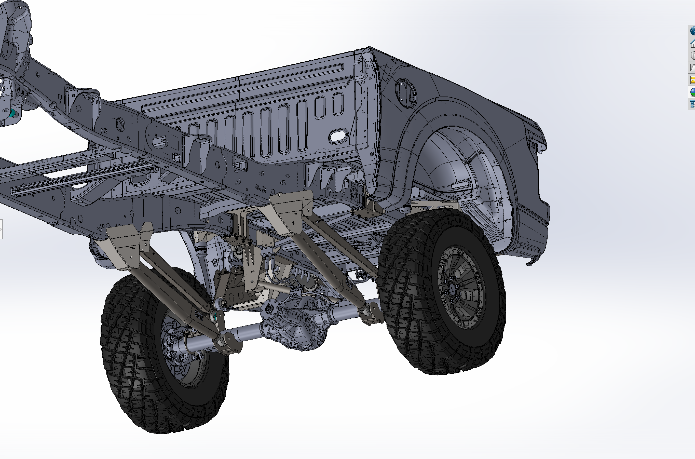 Long travel 5-link rear suspension conversion kit for 2017-2020 Raptor and F150, offering 19 inches of travel for enhanced off-road performance.