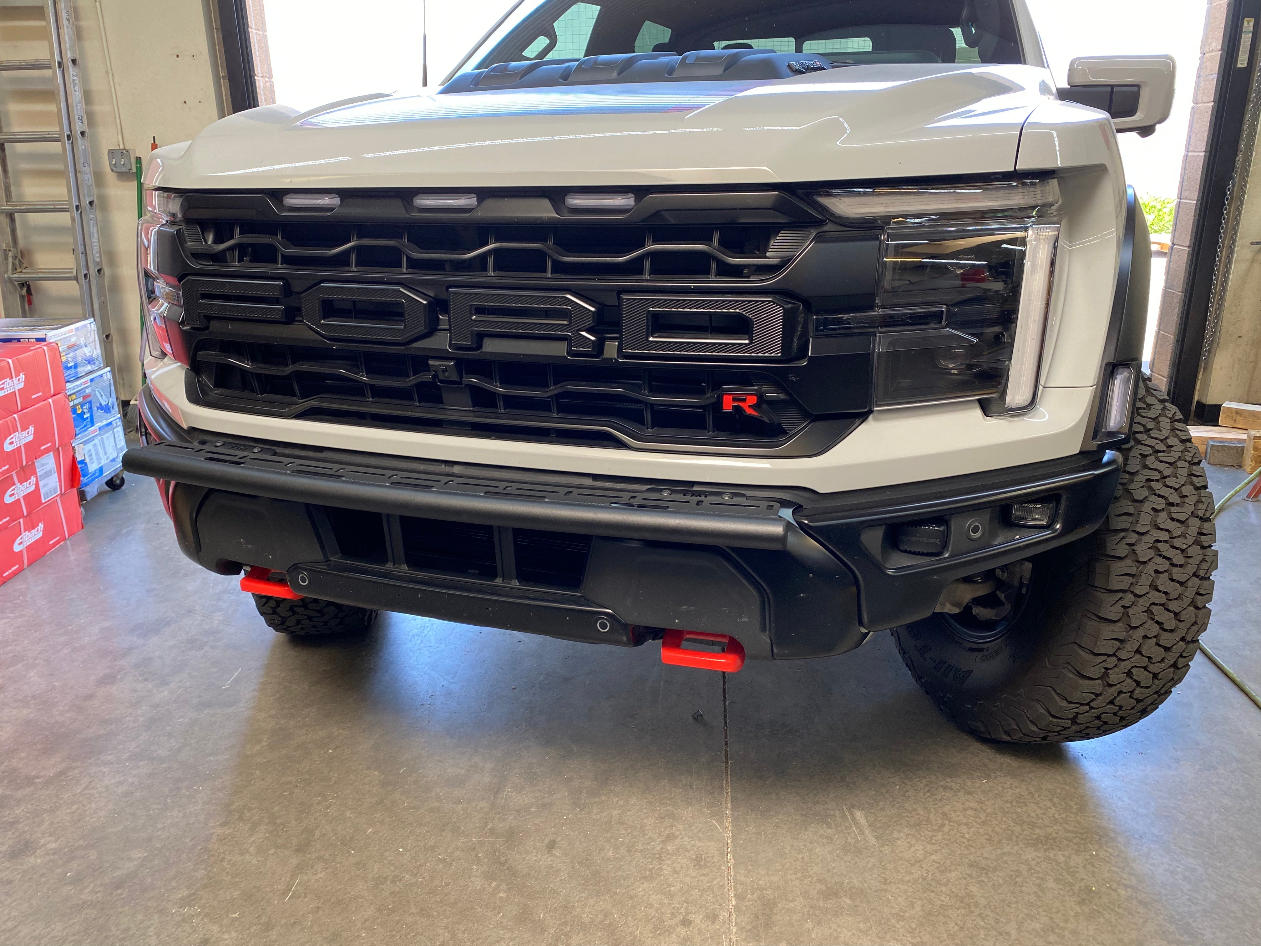 2024 Raptor front light mount kit on a modular bumper, designed for versatile light installation.