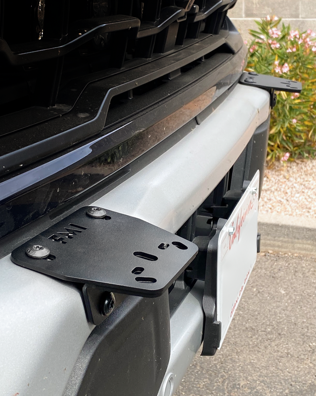 Light mount brackets for 2024+ Gen 3.5 Raptor, designed for stock bumpers, showcasing durable black metal construction.