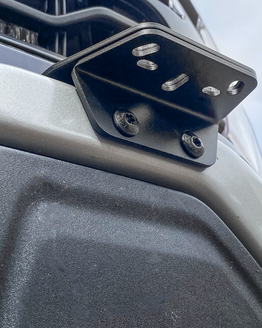 Light mount brackets for 2024+ Gen 3.5 Raptor, designed for stock bumpers, providing a secure fit for offroad lighting.