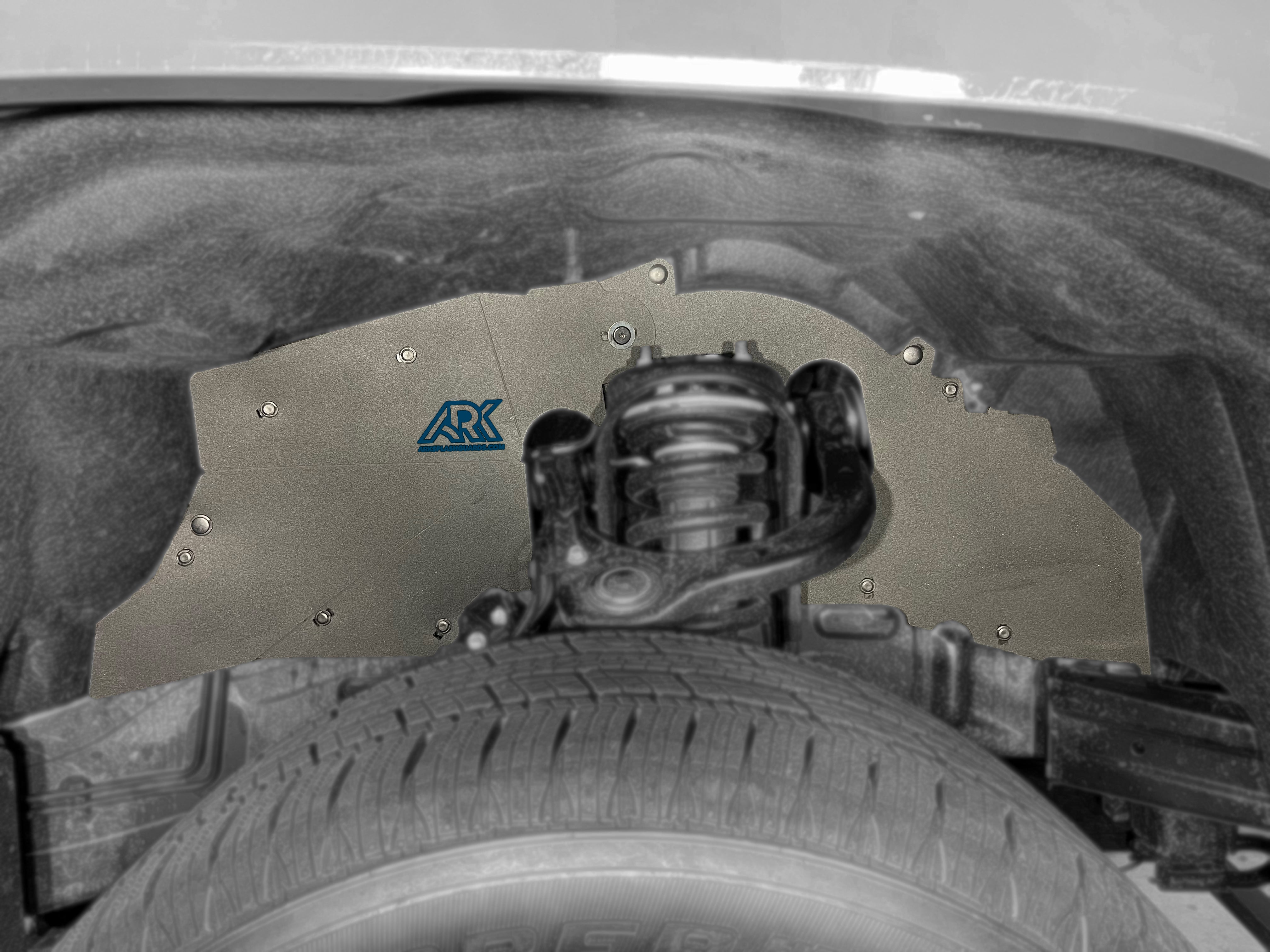 2024+ Toyota Tacoma TriXpoly splash guards and mudflap micros protecting the undercarriage from mud and debris.