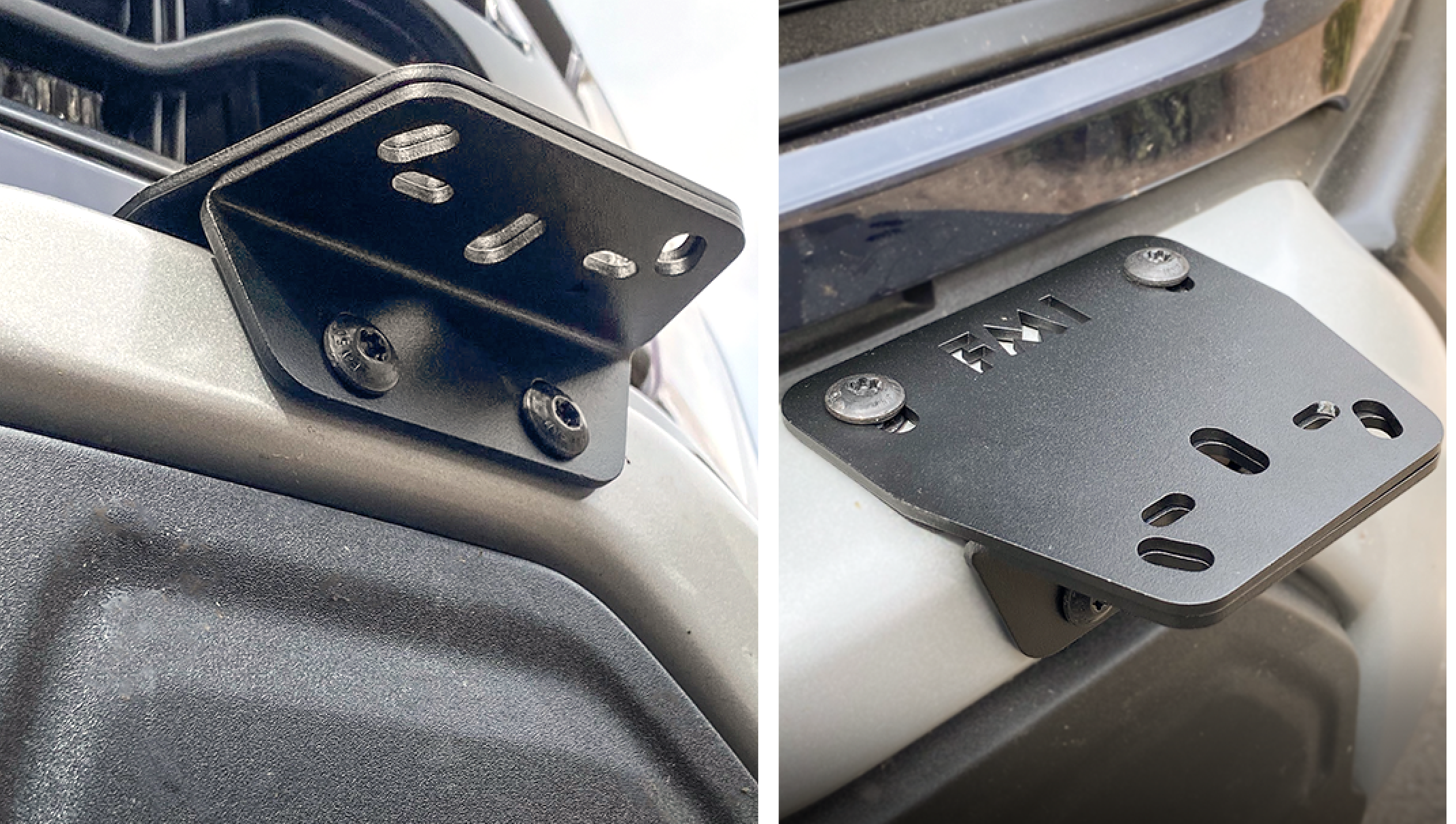 Light mount brackets for 2024+ Gen 3.5 Raptor, designed for stock bumpers, showcasing durable metal construction.