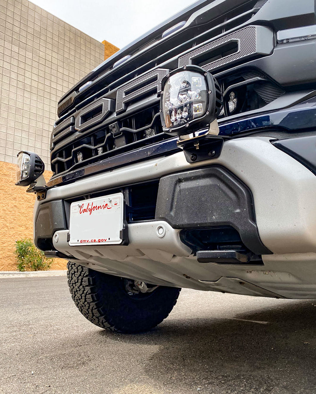 Light mount brackets for 2024+ Gen 3.5 Raptor, designed for stock bumpers, showcasing offroad lighting setup.