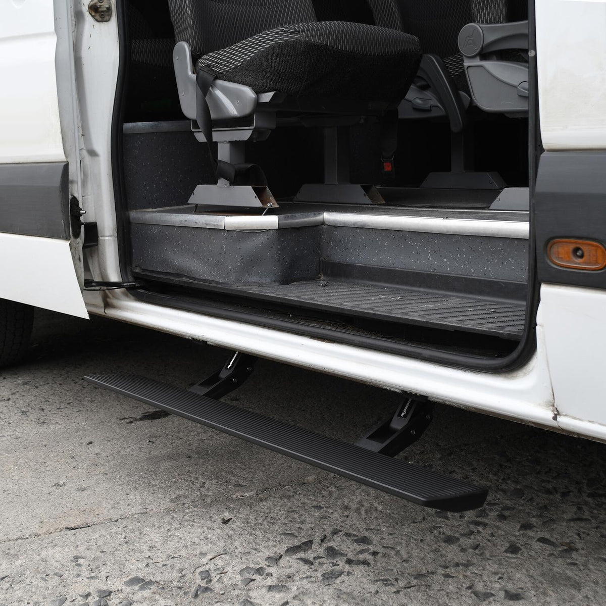 RealTruck VoltStep Electric Running Board Kit Protective Bedliner Coating 2013-2018 Mercedes-Benz Sprinter 2500/3500 Go Rhino