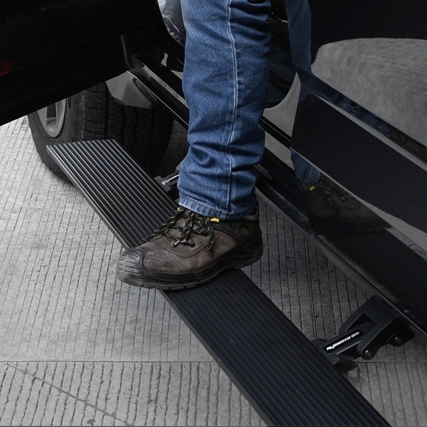 RealTruck VoltStep Electric Running Board Kit Textured Black 2022-2026 Toyota Tundra 4 Door CrewMax Cab Go Rhino