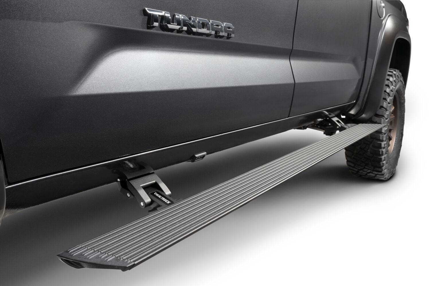 RealTruck VoltStep Electric Running Board Kit Textured Black 2022-2026 Toyota Tundra FULL HYBRID EV-Gas Go Rhino