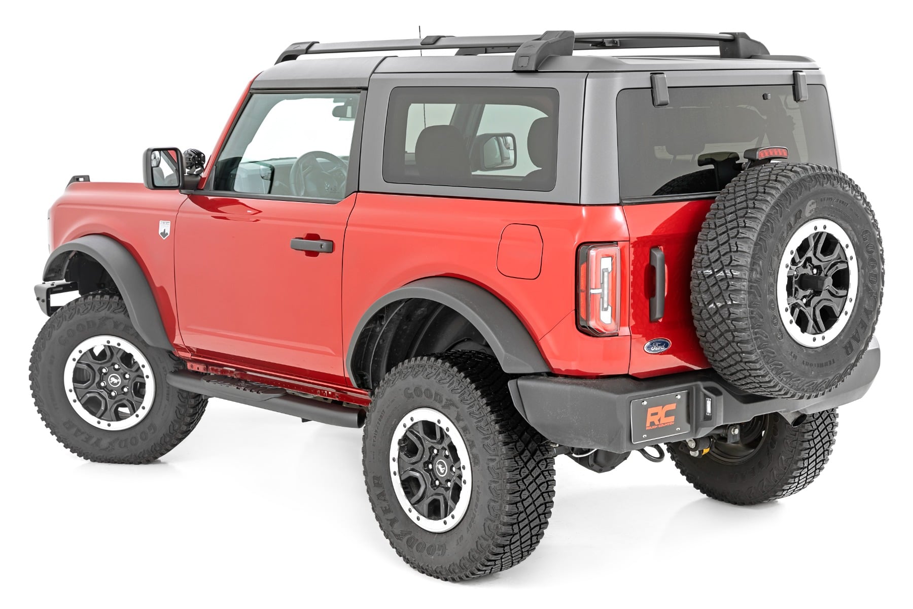Oval Nerf Steps 2-Door Black Ford Bronco (2 Door) 4WD (2021-2025) Rough Country