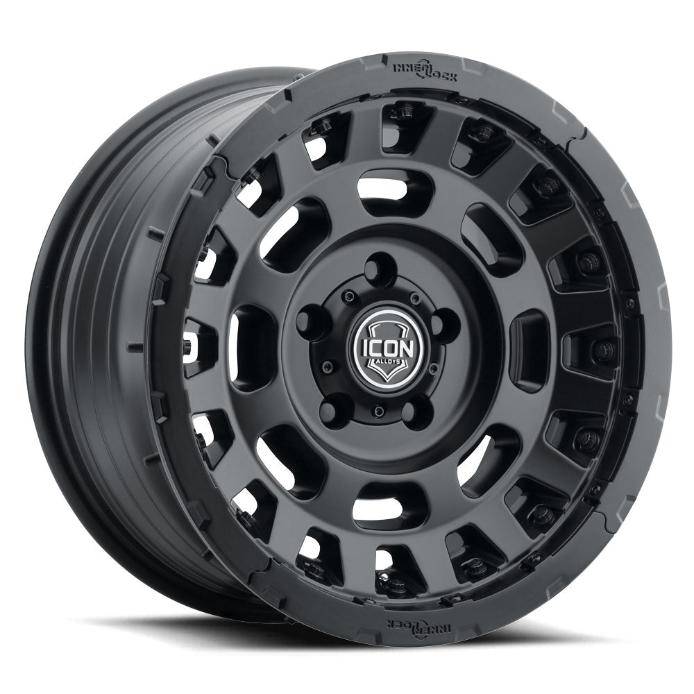 Hammer Pro 17 X 8.5 / 5 X 150 25MM Offset 5.75 Inch Back Space Satin Black, ICON Alloys