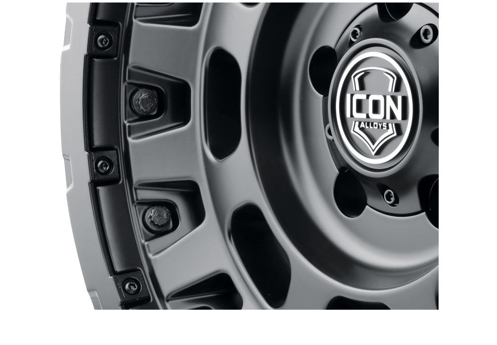Hammer Pro 17 X 8.5 / 5 X 150 25MM Offset 5.75 Inch Back Space Satin Black, ICON Alloys