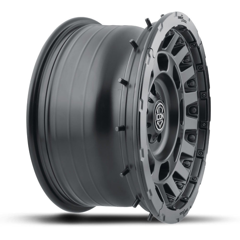 Hammer Pro 17 X 8.5 / 5 X 150 25MM Offset 5.75 Inch Back Space Satin Black, ICON Alloys