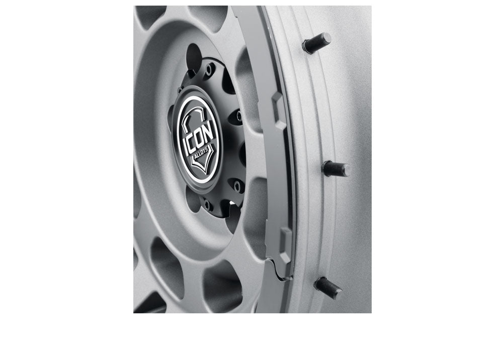 Hammer Pro 17 X 8.5 / 5 X 5 -6MM Offset 4.5 Inch Back Space Charcoal W/ Black Ring, ICON Alloys