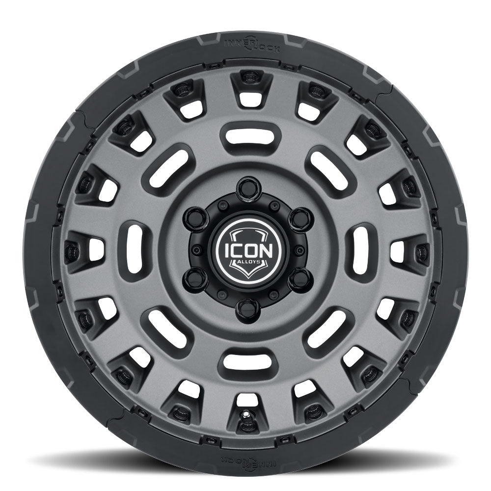 Hammer Pro 17 X 8.5 / 6 X 5.5 0MM Offset 4.75 Inch Back Space Charcoal W/ Black Ring, ICON Alloys