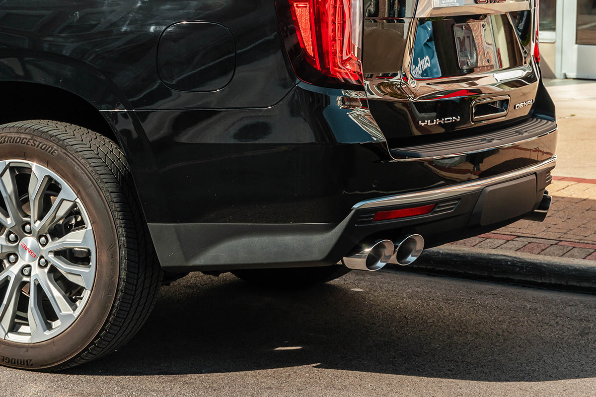 3.0 Inch to 2.75 Inch Dual Rear Exit Cat-Back Exhaust System with Twin 4.0 Inch Black Tips 21-25 Chevrolet Suburban/2021-2025 GMC Yukon XL 134.1 Inch Wheel Base Corsa Performance