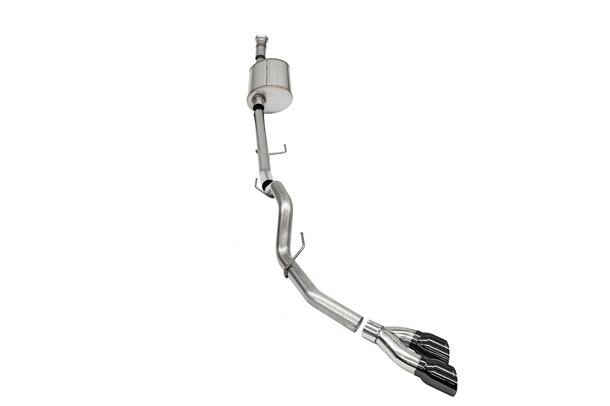 3.0 Inch Single Side Exit Catback Exhaust System with Twin 4.0 Inch Pro Series Black Tips Sport Level Sound 21-25 Ford F-150 145 Inch Wheel Base Corsa Performance
