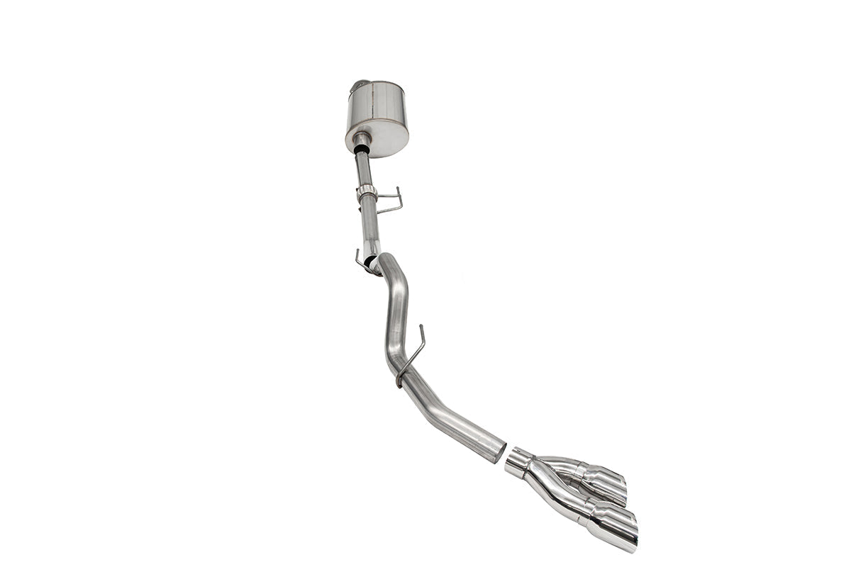 3.0 Inch Single Side Exit Catback Exhaust System with Twin 4.0 Inch Pro Series Tips 21-25 Ford F-150 EcoBoost 141 Inch Wheel Base Corsa Performance