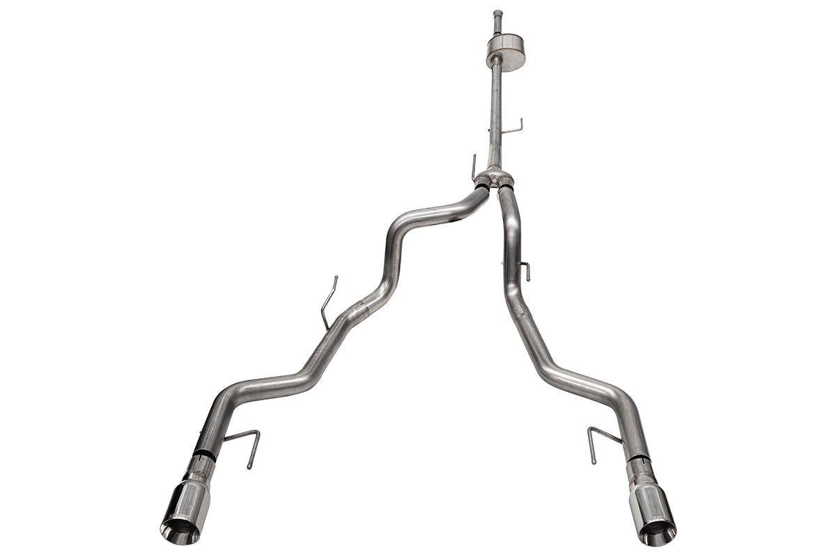 3.0 Inch to 2.75 Inch Dual Rear Exit Cat-back Exhaust System with 4.0 Inch Polished Straight Cut Tips Xtreme Sound Level 22-25 Ford F-150 Tremor 145 Inch Wheel Base Corsa Performance