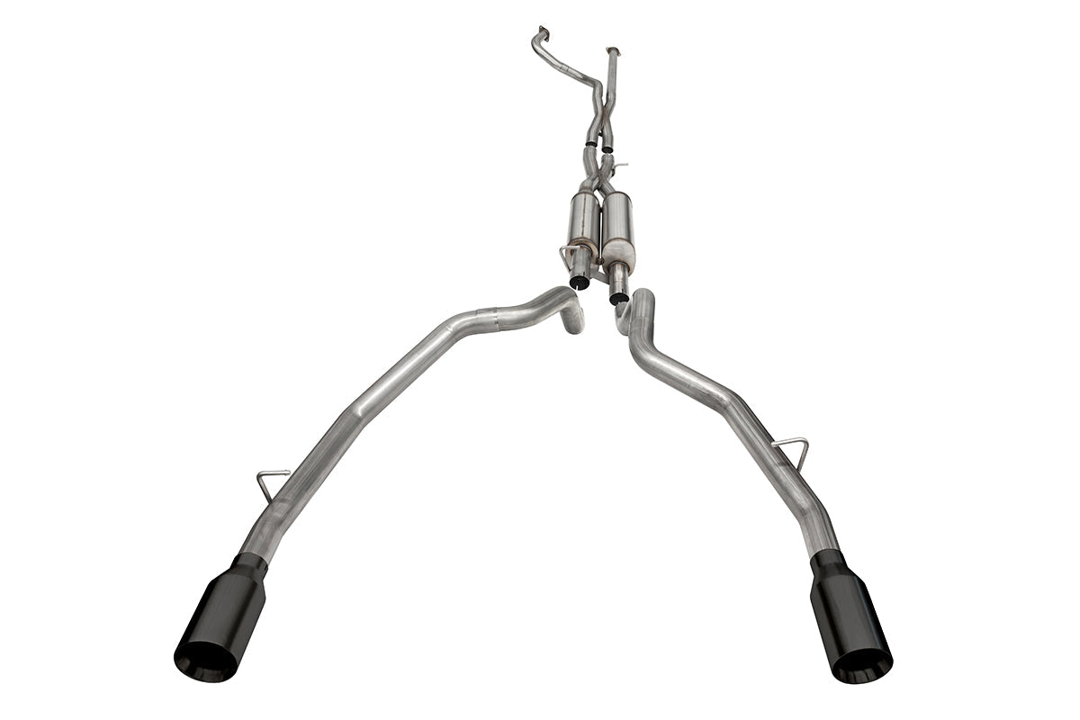 3.0 Inch True Dual Catback Exhaust System with Dual Rear Exit and Flat Cut 5.0 Inch Black Tips 21-24 Dodge RAM TRX 144.6 Inch Wheel Base Corsa Performance