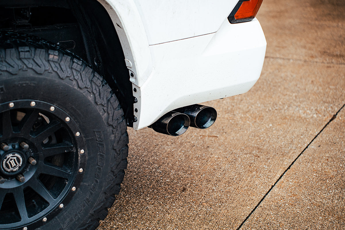 3 Inch Cat-Back Side Exit Exhaust System with Twin 4 Inch Black PVD Tips 22-25 Toyota Tundra 147.5 Inch/157.7 Inch Wheel Base Corsa Performance