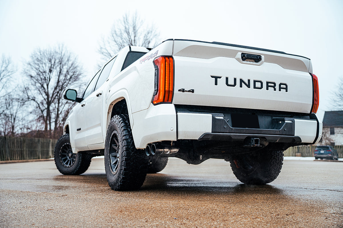 3 Inch Cat-Back Side Exit Exhaust System with Twin 4 Inch Black PVD Tips 22-25 Toyota Tundra 147.5 Inch/157.7 Inch Wheel Base Corsa Performance