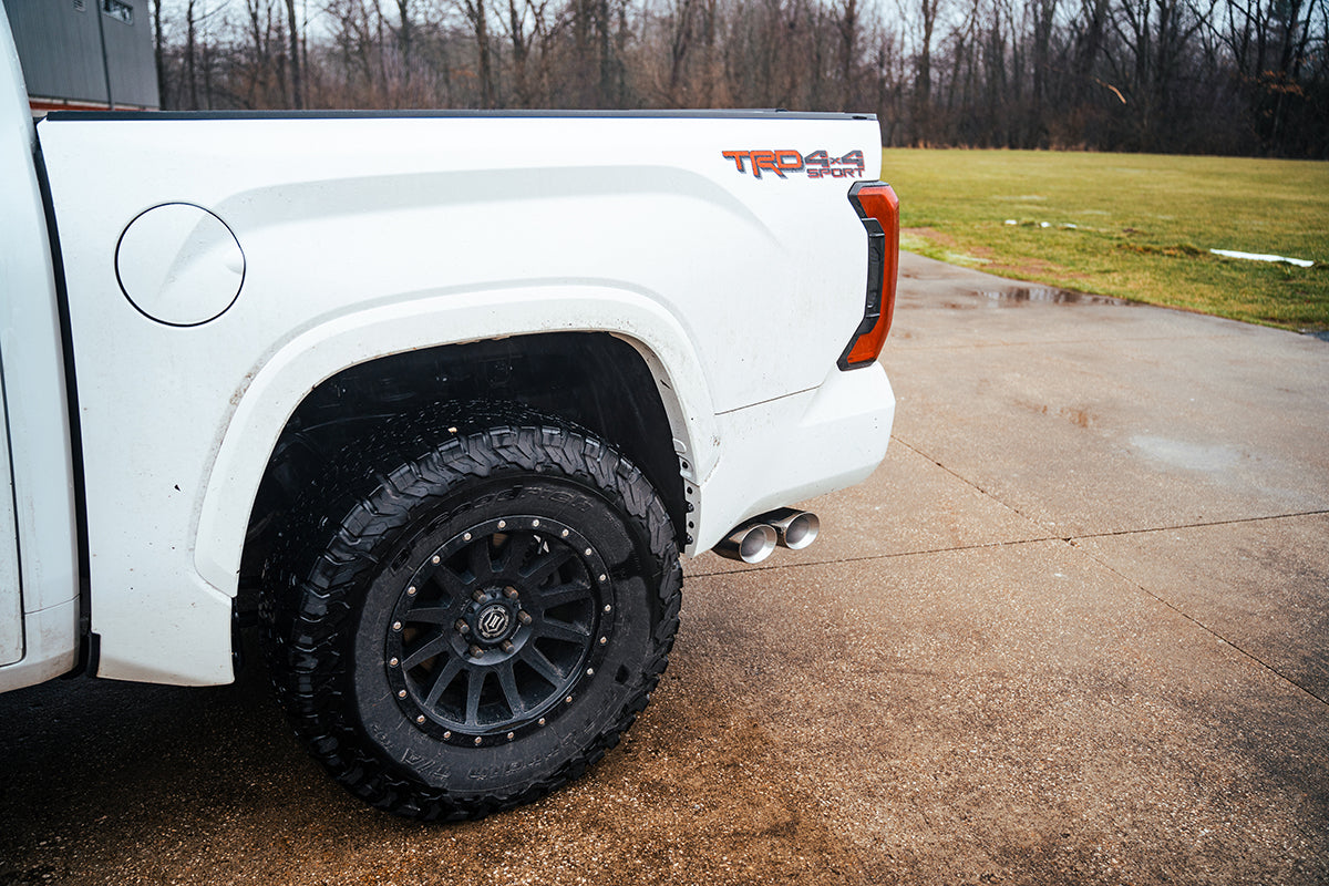 3 Inch Cat-Back Side Exit Exhaust System with Twin 4 Inch Polished Tips 22-25 Toyota Tundra 147.5 Inch/157.7 Inch Wheel Base Corsa Performance