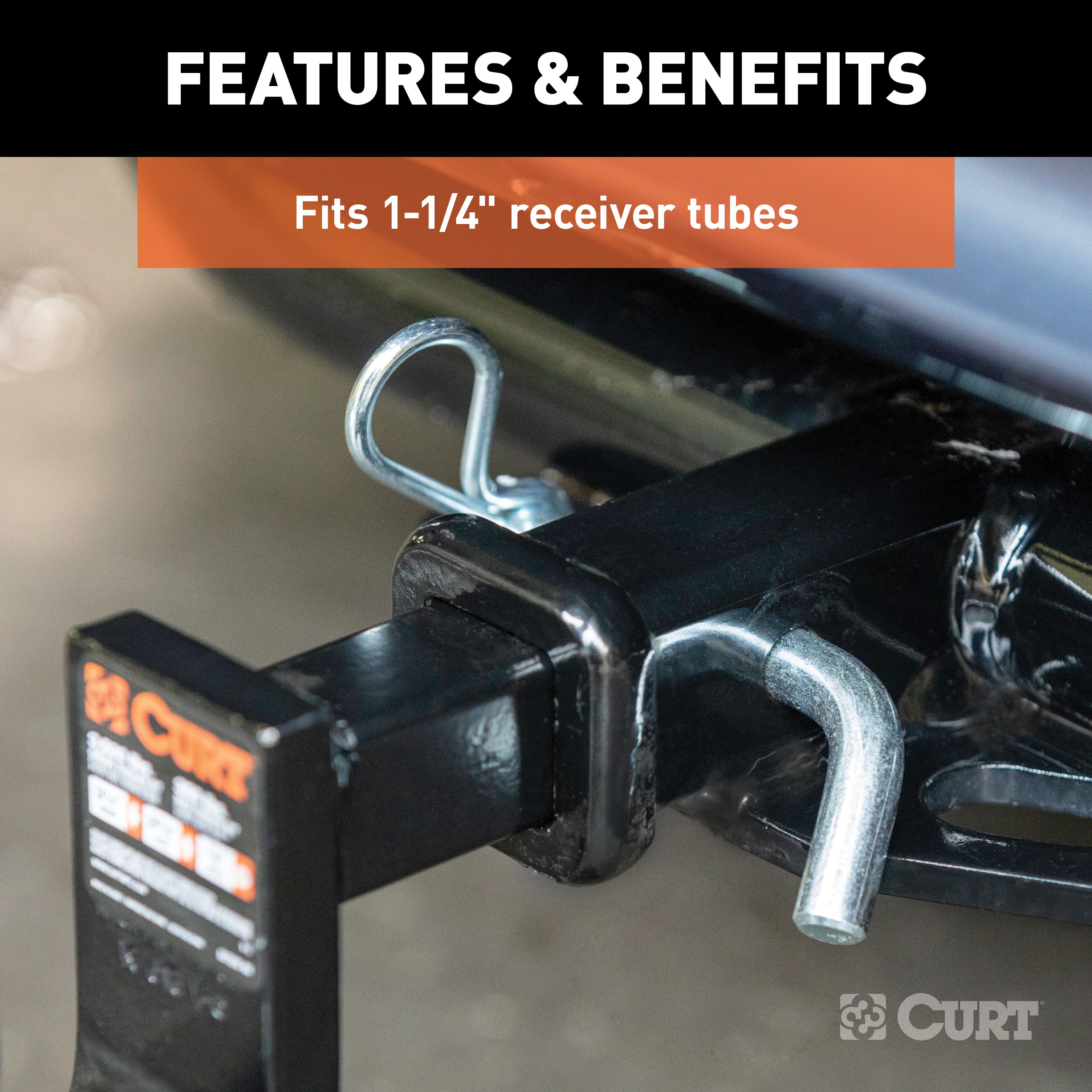 CURT Trailer Hitch Pin & Clip, 1/2-Inch Diameter, Fits 1-1/4-Inch Receiver Model 21400
